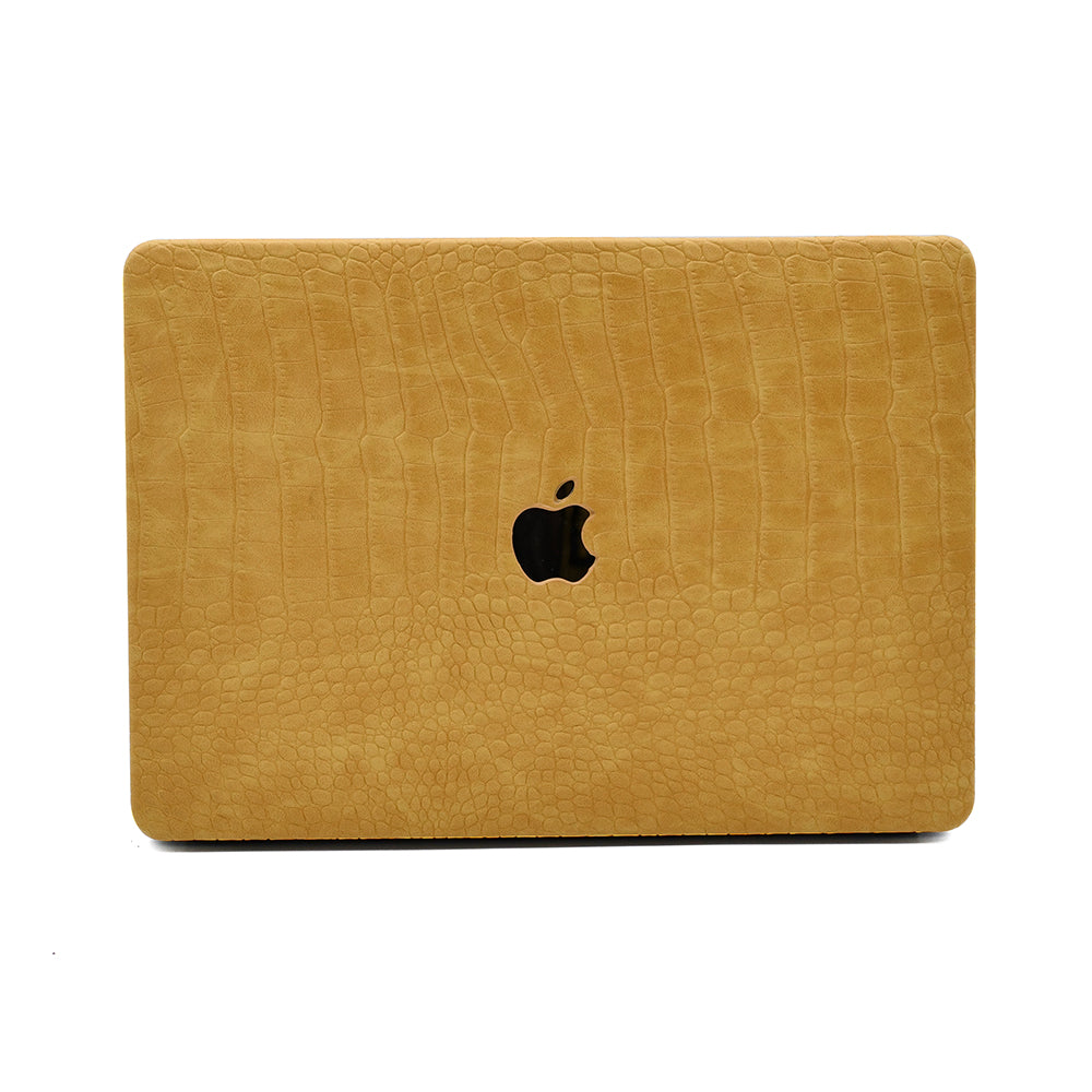 Carcasa para MacBook de Cuero Sintético de Cocodrilo Mostaza Antique - Vivaldo