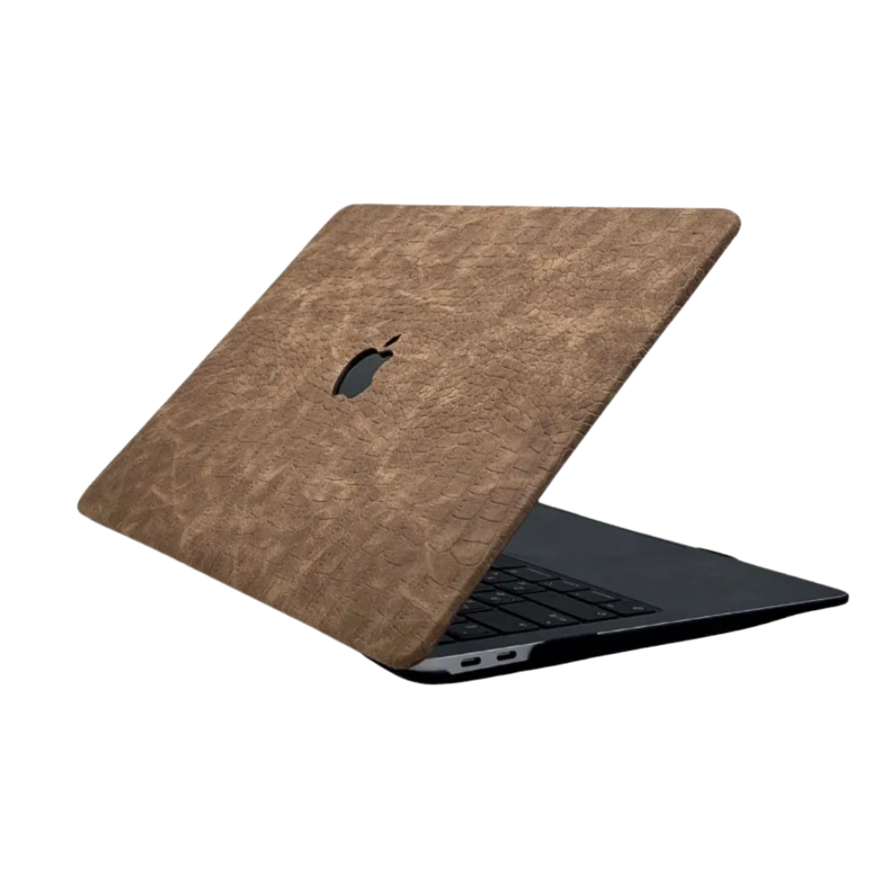 Carcasa para MacBook de Cuero Sintético de Cocodrilo Marrón Antique - Vivaldo