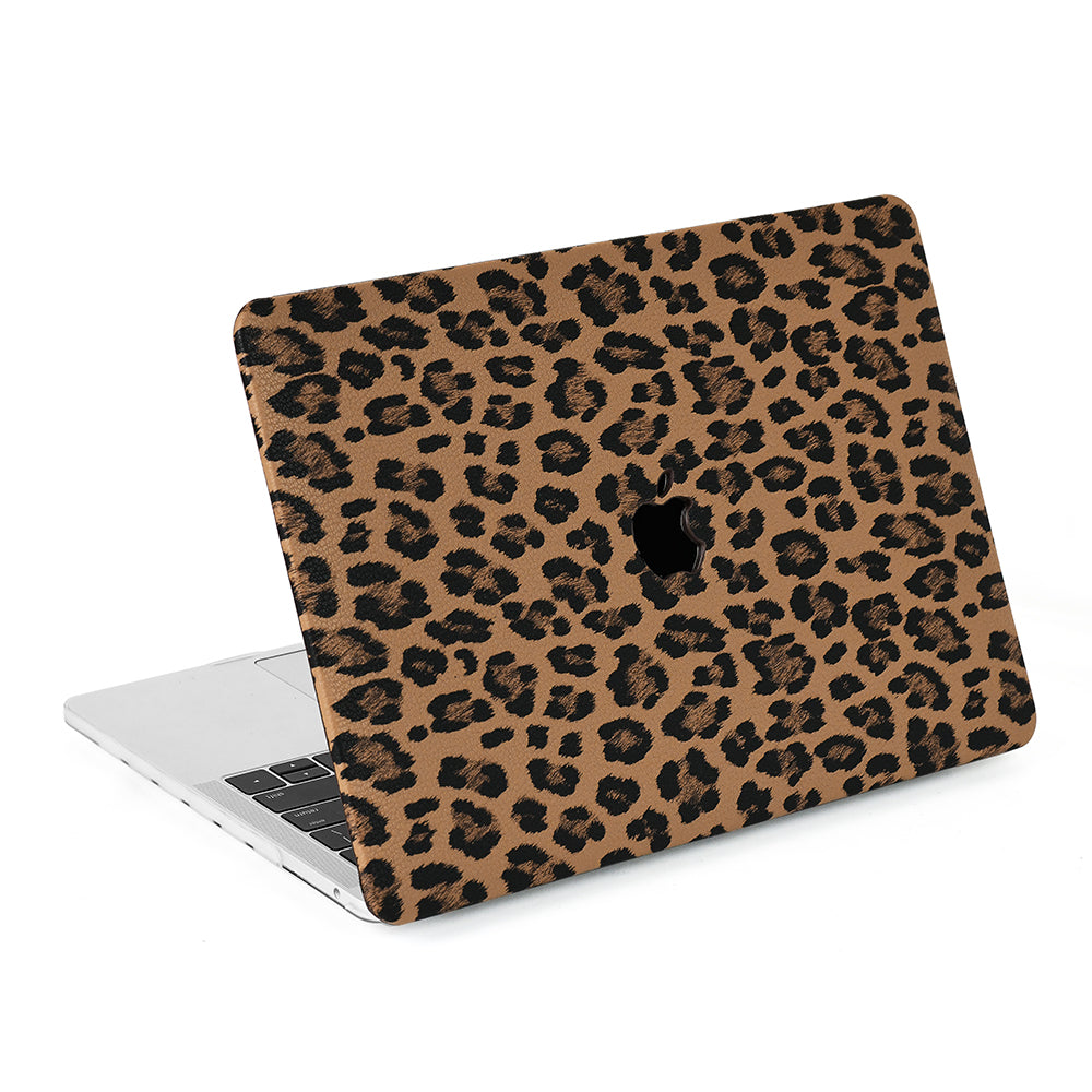 Carcasa para MacBook de Cuero Sintético con Estampado de Leopardo Marrón - Vivaldo