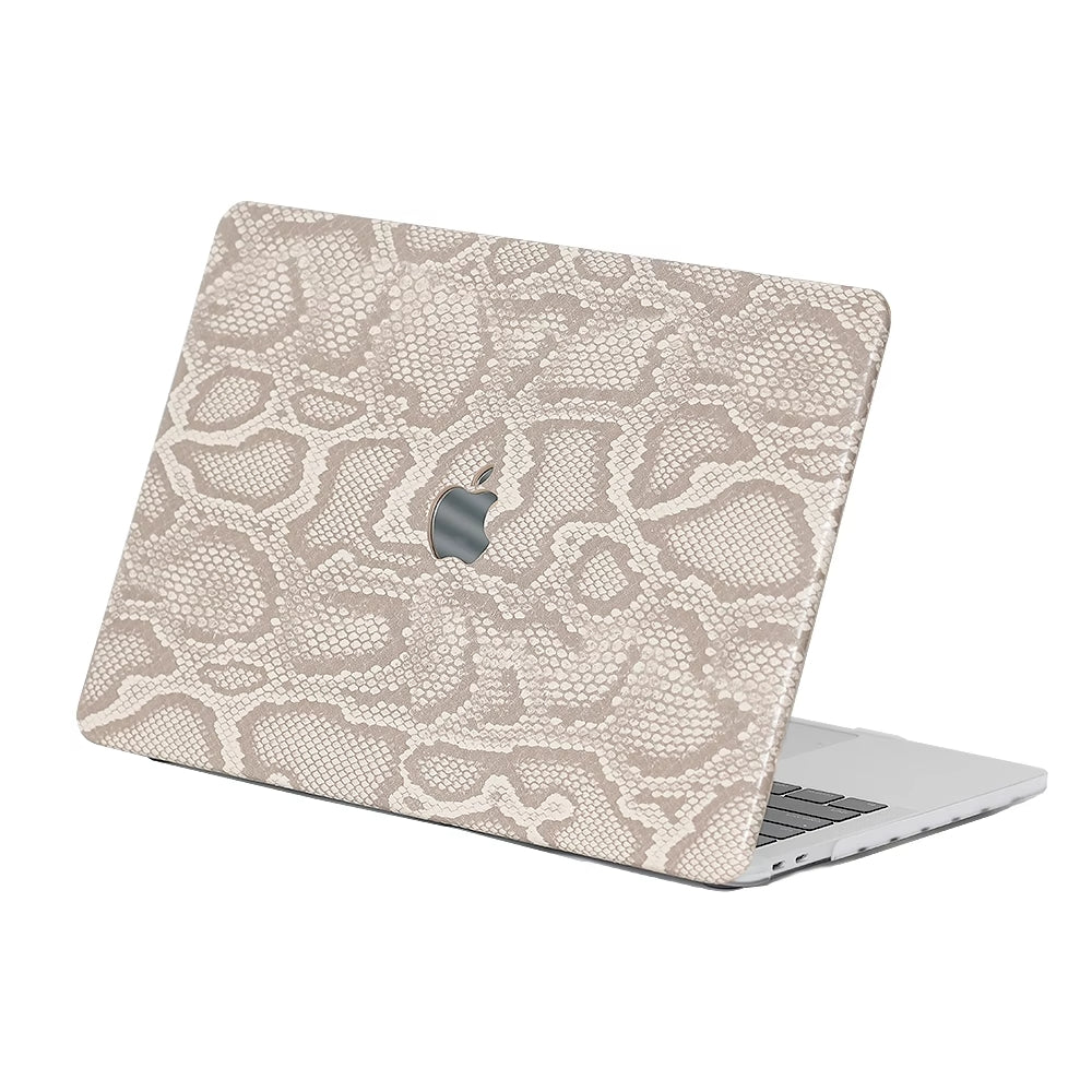 Carcasa para MacBook de Cuero Sintético de Serpiente Gris Topo - Vivaldo