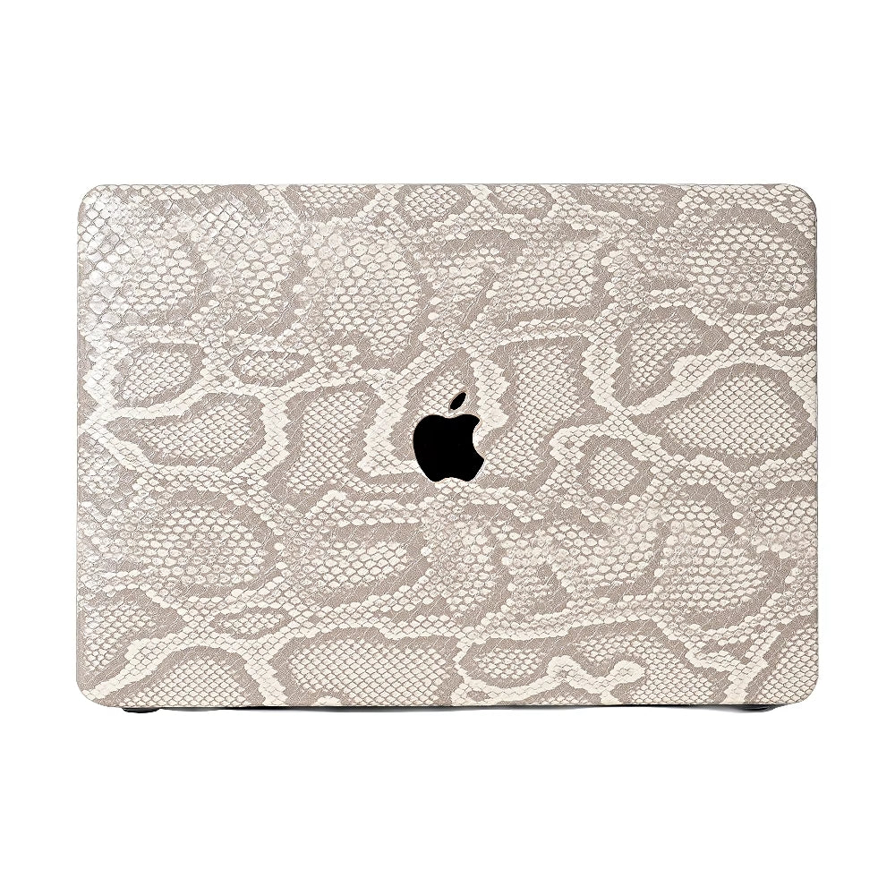 Carcasa para MacBook de Cuero Sintético de Serpiente Gris Topo - Vivaldo