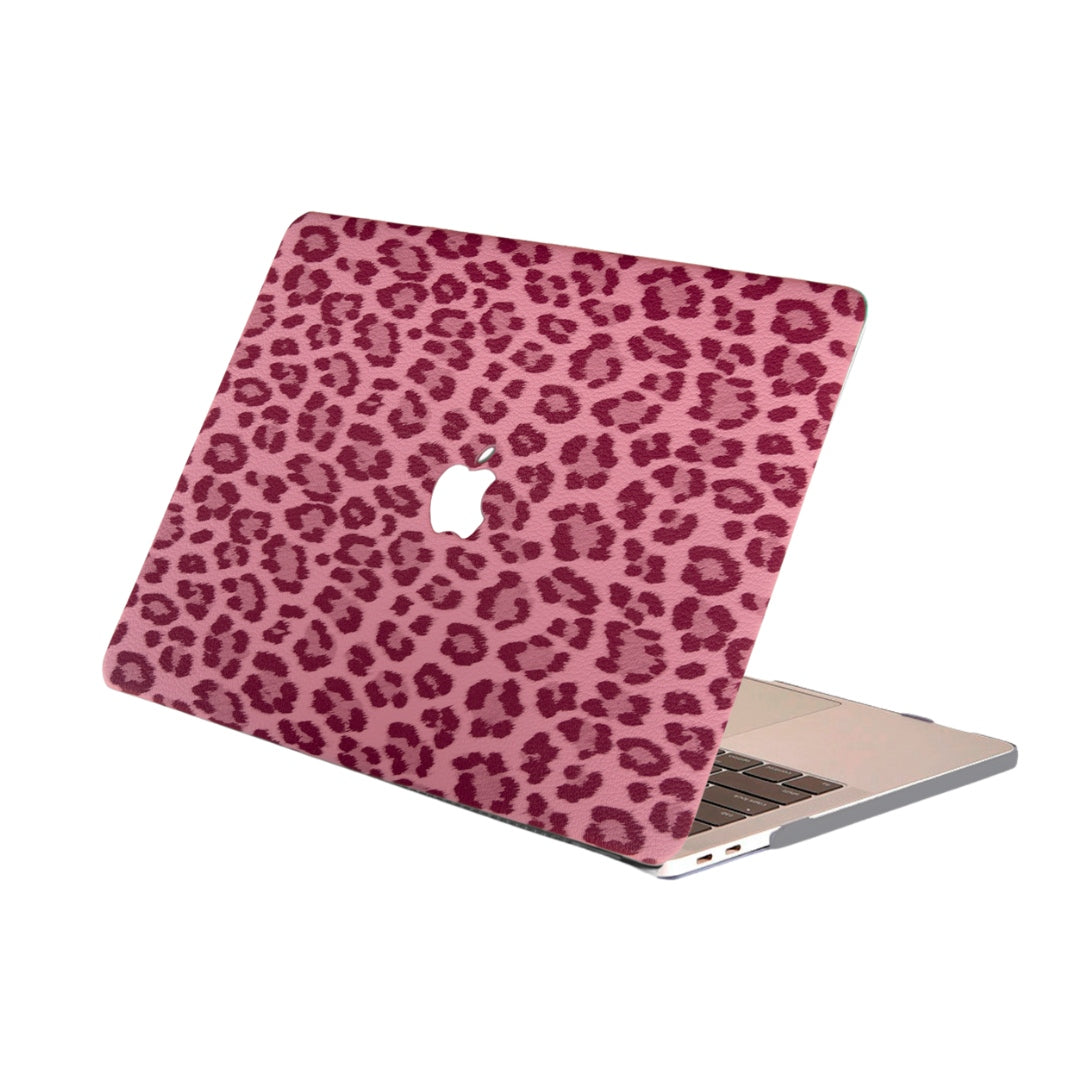 Carcasa para MacBook de Cuero Sintético con Estampado de Leopardo Rosa - Vivaldo