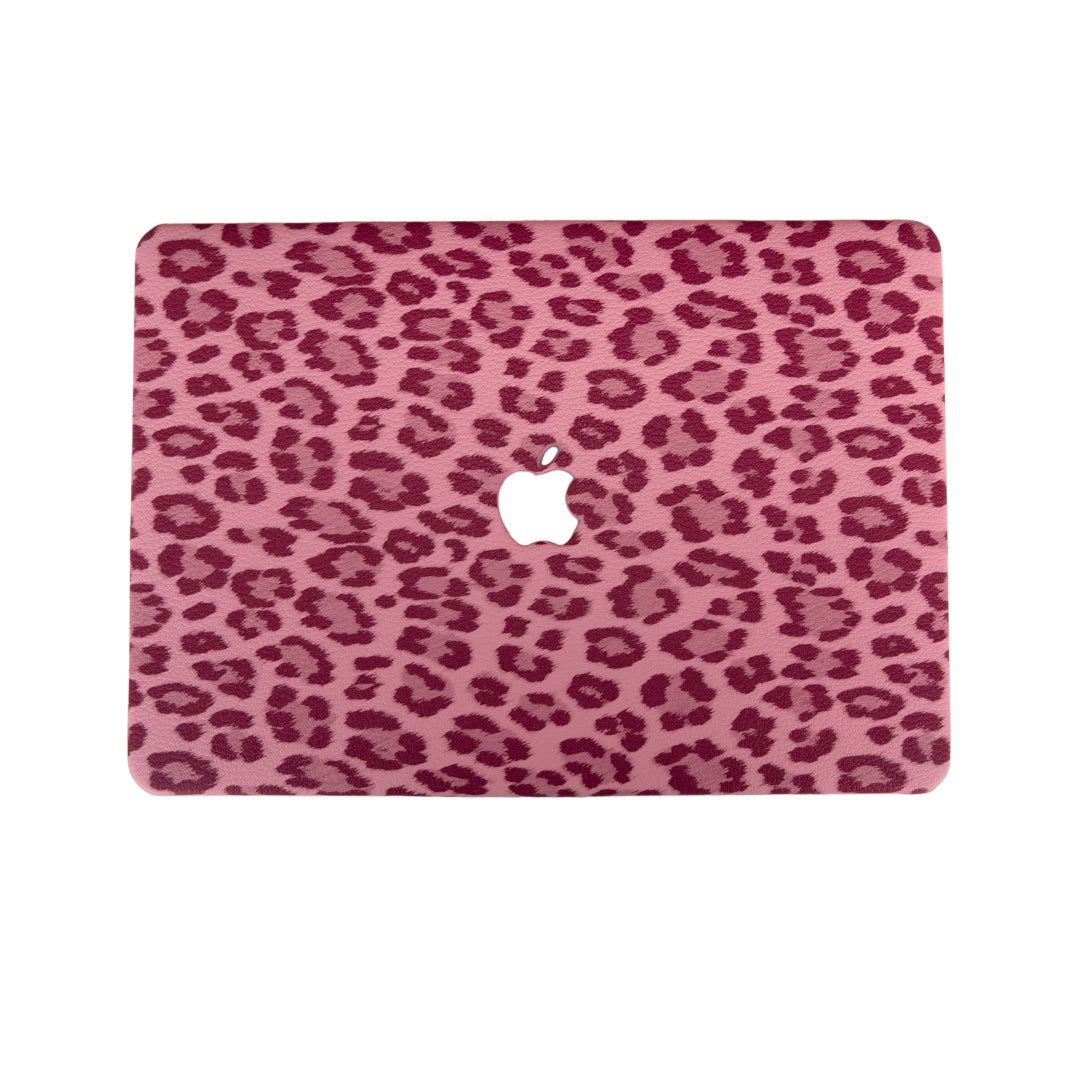 Carcasa para MacBook de Cuero Sintético con Estampado de Leopardo Rosa - Vivaldo