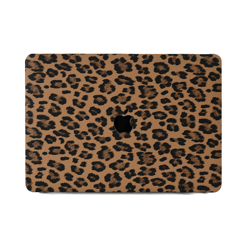 Carcasa para MacBook de Cuero Sintético con Estampado de Leopardo Marrón - Vivaldo