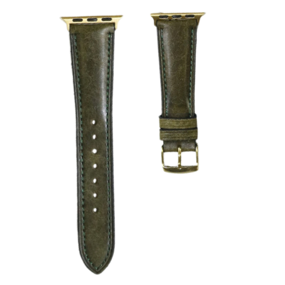 Correa de cuero vintage mate para Apple Watch en color verde, de la marca Vivaldo, con acabado elegante y resistente.