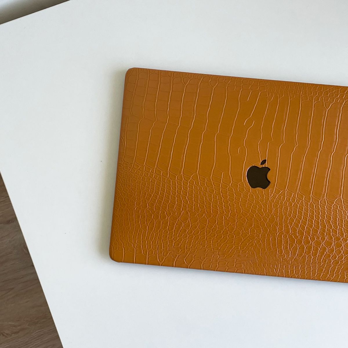 MacBook Case in Brown Faux Crocodile Leather