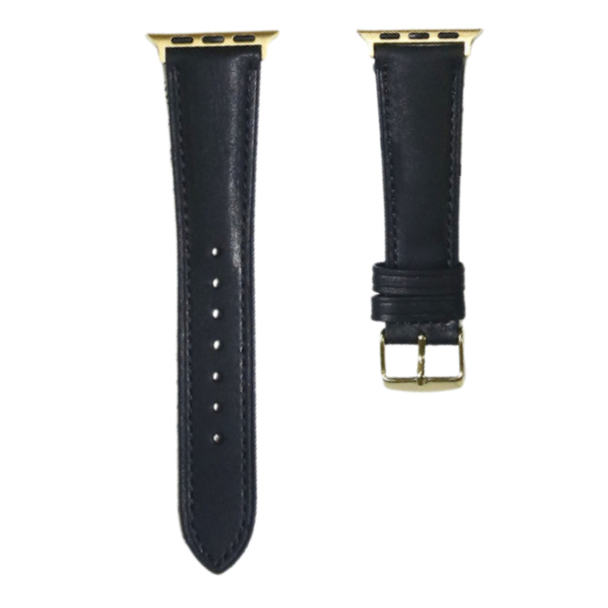 Correa de cuero vintage mate para Apple Watch en negro de la marca Vivaldo, mostrando detalles de la correa y cierre.
