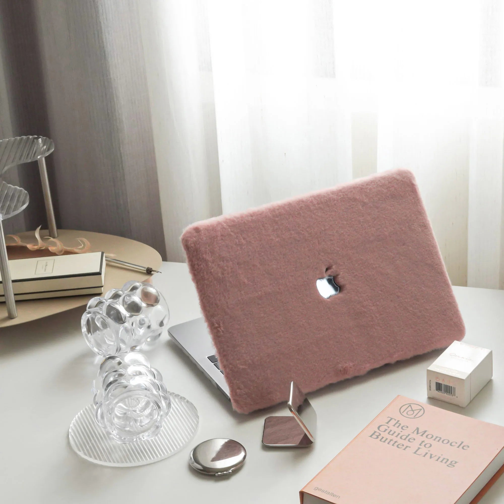Carcasa de piel sintética para MacBook, suave y rosa, con felpa de peluche de la marca Vivaldo, protección y estilo elegante