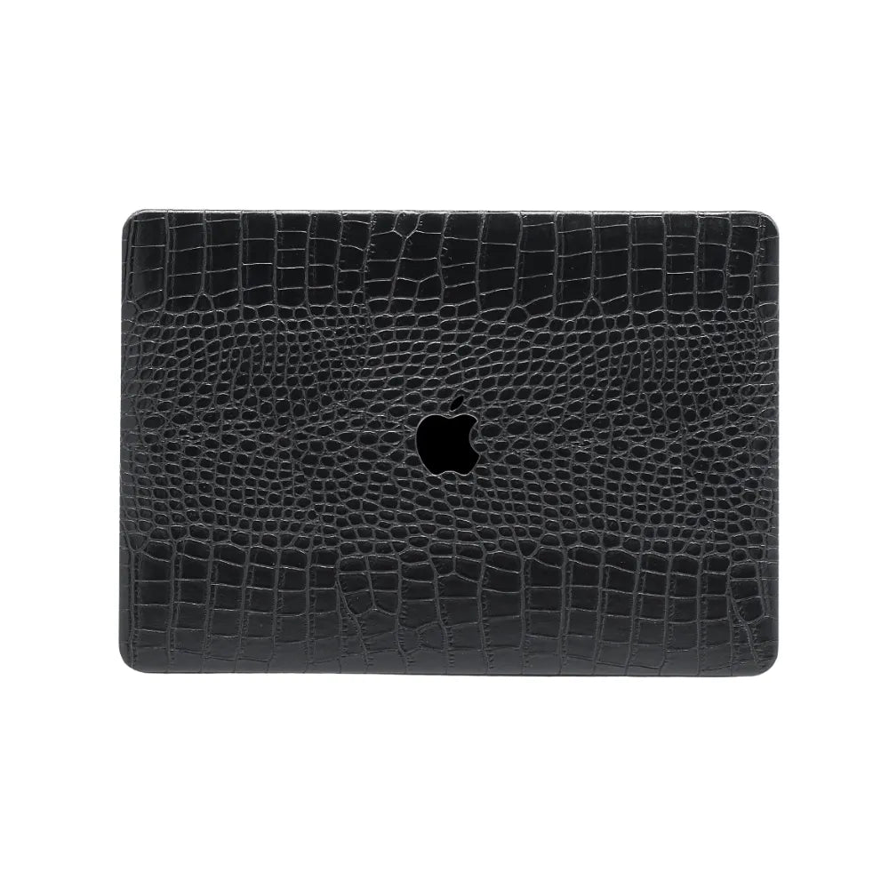 Carcasa para MacBook de Cuero Sintético de Cocodrilo Negro - Vivaldo.