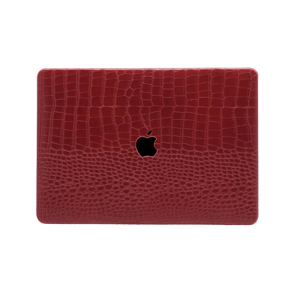 Carcasa para MacBook de Cuero Sintético de Cocodrilo Rojo - Vivaldo.