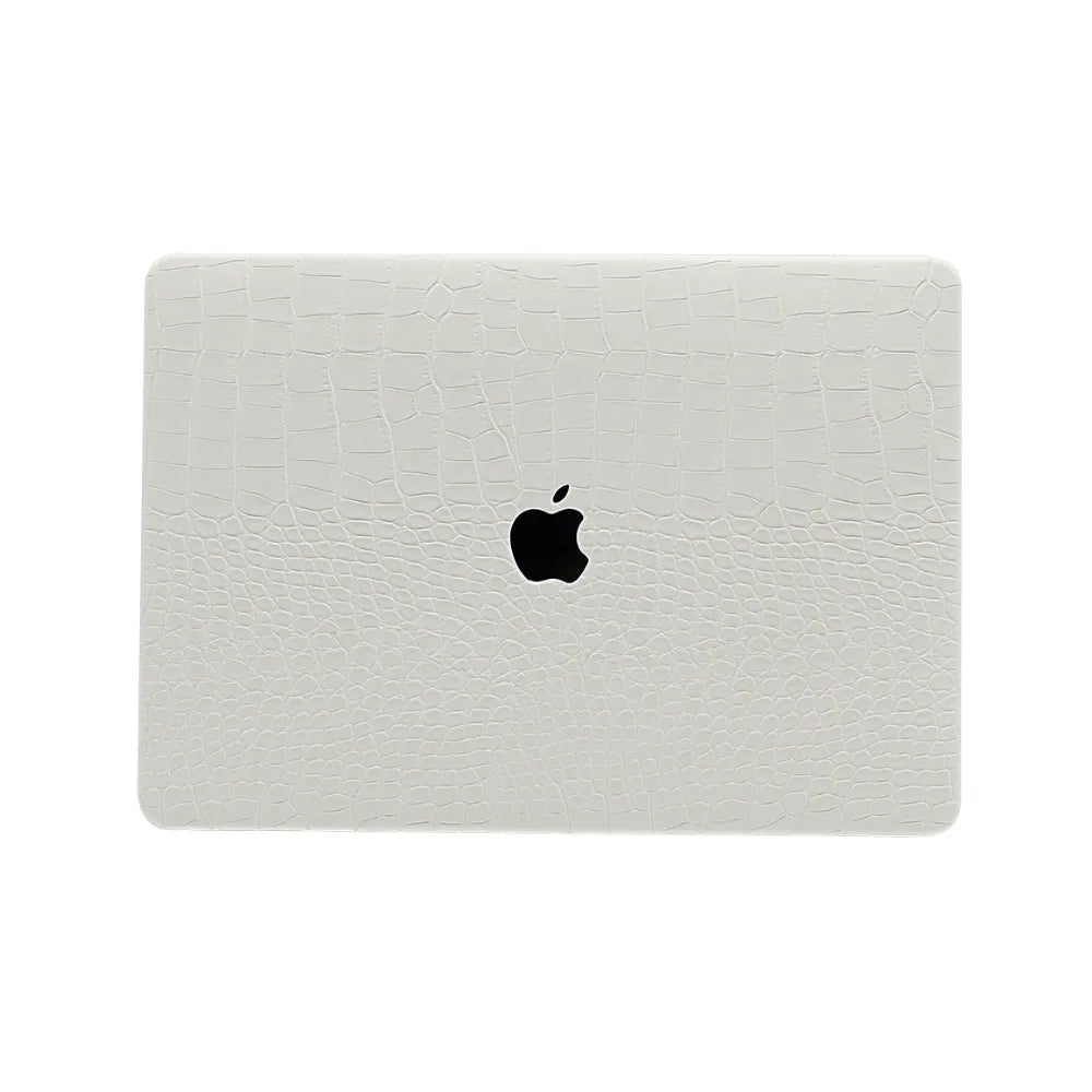 Carcasa para MacBook de Cuero Sintético de Cocodrilo Blanco - Vivaldo.