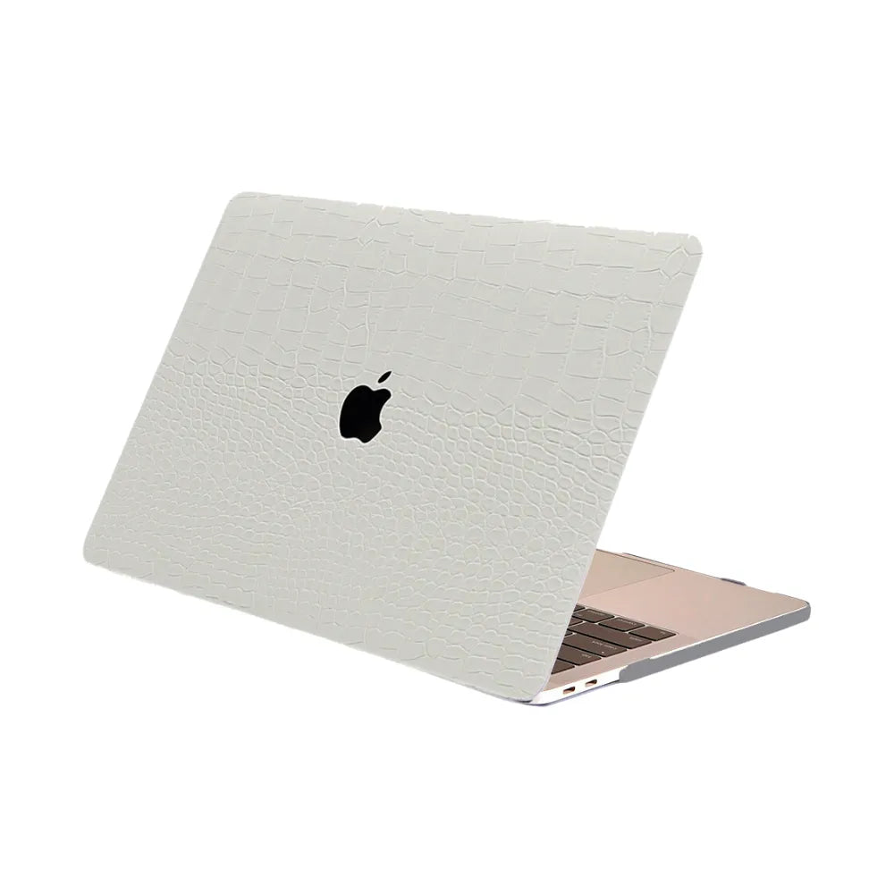 Carcasa para MacBook de Cuero Sintético de Cocodrilo Blanco - Vivaldo.