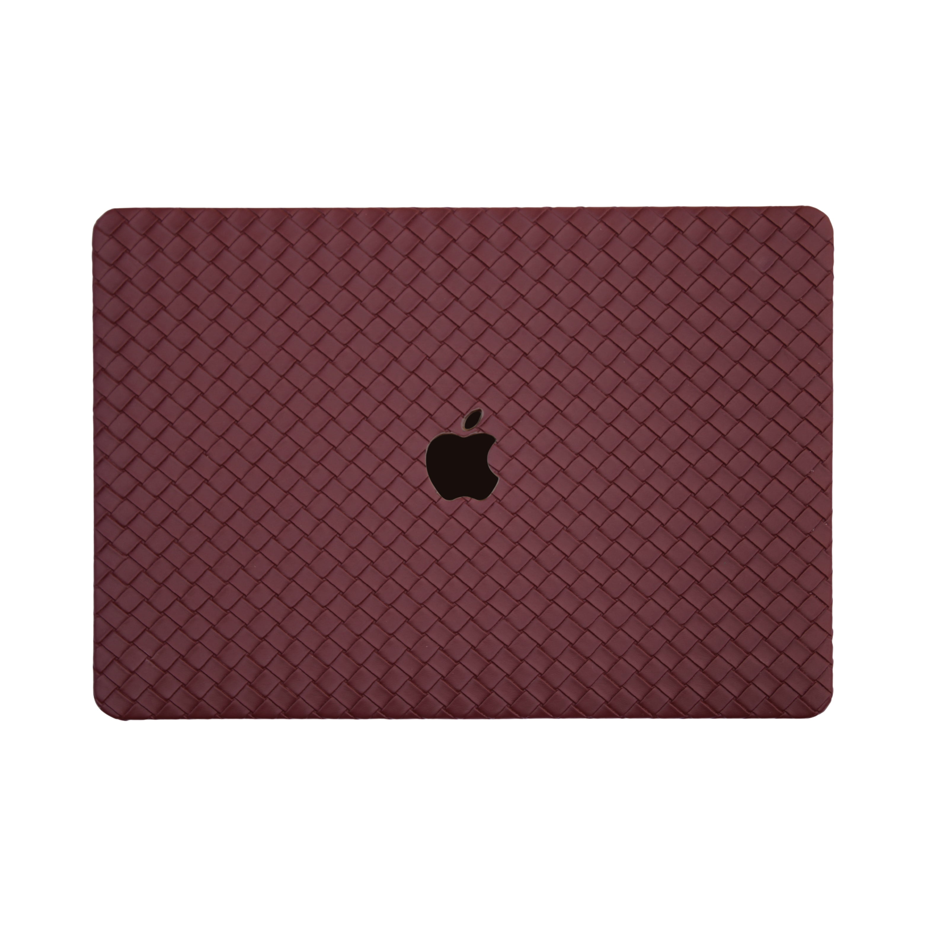 Carcasa para MacBook de Cuero Sintético Trenzado Rojo Vino - Vivaldo.