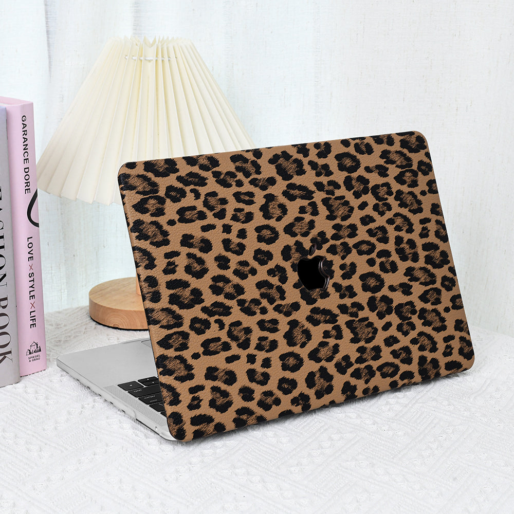 Carcasa para MacBook de Cuero Sintético con Estampado de Leopardo Marrón - Vivaldo