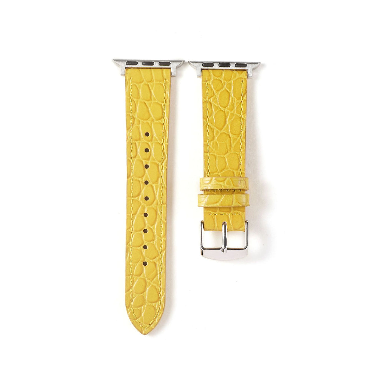 Correa de cuero con efecto cocodrilo para Apple Watch en color amarillo, compatible con modelos Vivaldo.