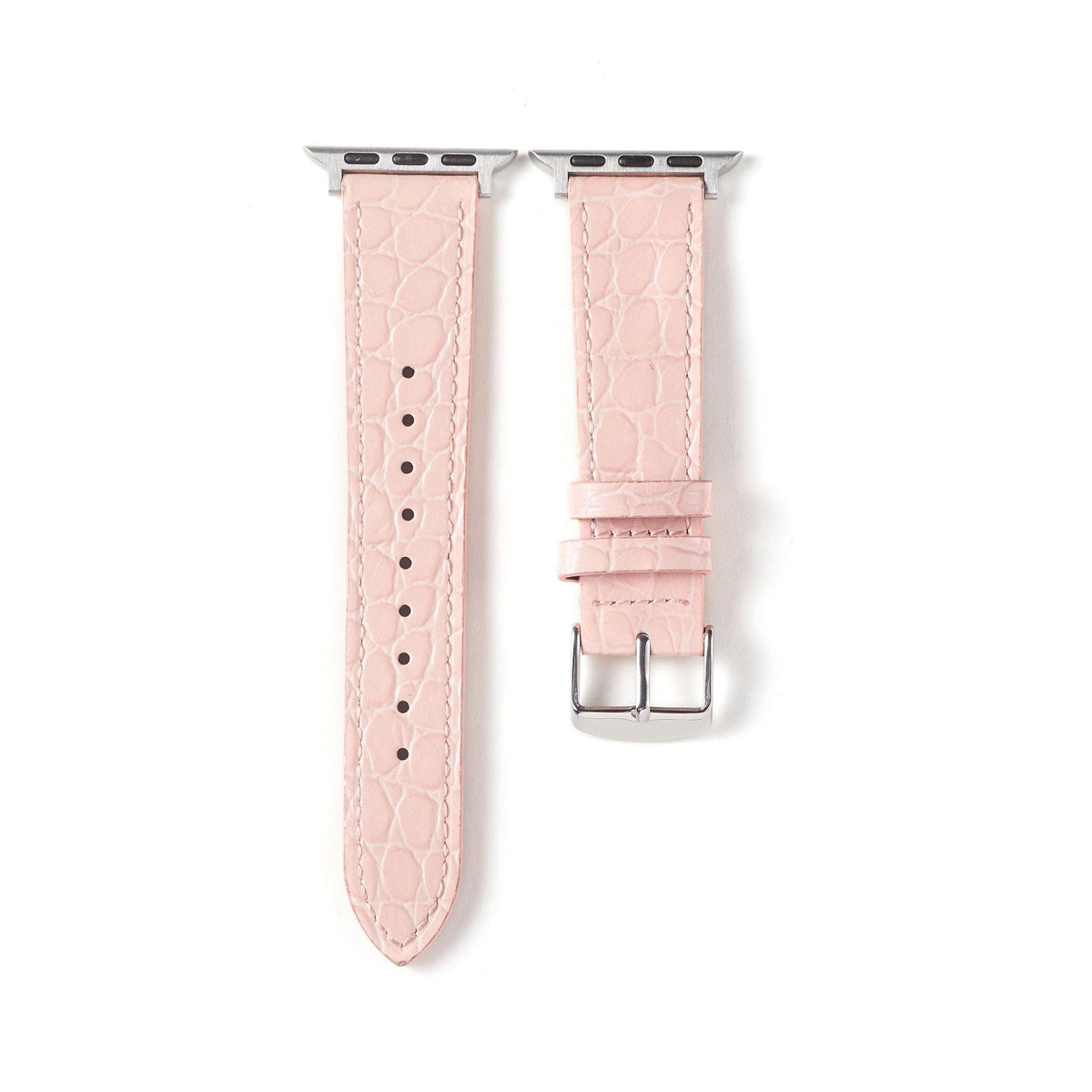 Correa de cuero con efecto cocodrilo para Apple Watch en rosa palo, compatible con relojes inteligentes Vivaldo.