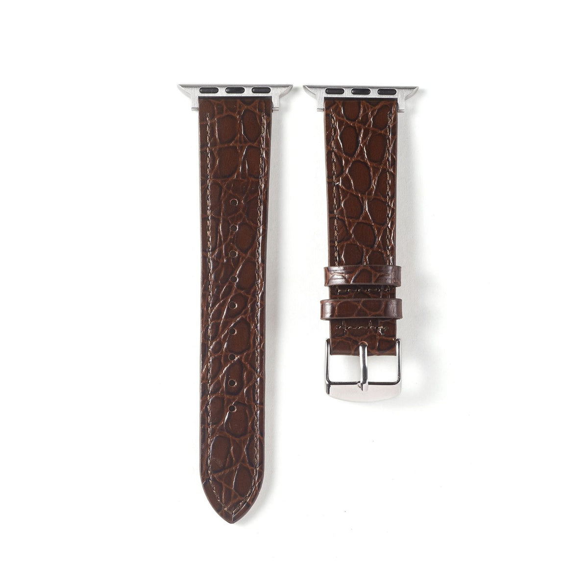 Correa de cuero con efecto cocodrilo en color café para Apple Watch, compatible y elegante de la marca Vivaldo.