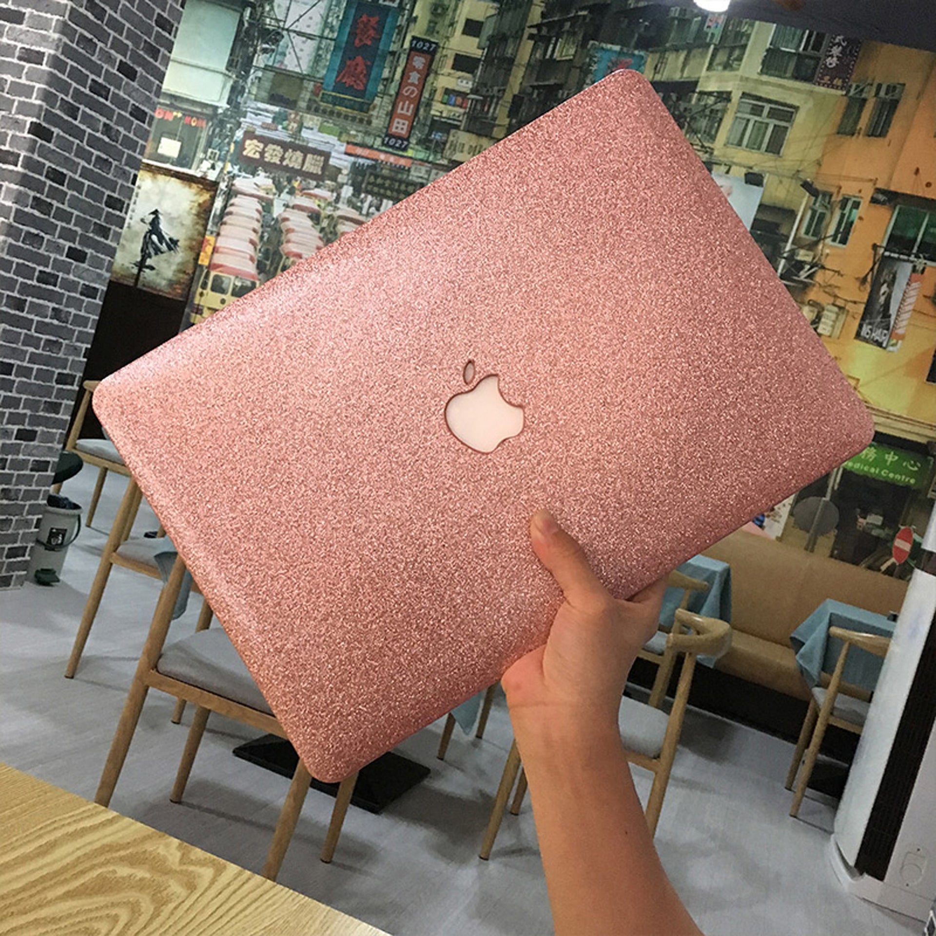MacBook Case with Rose Glitter