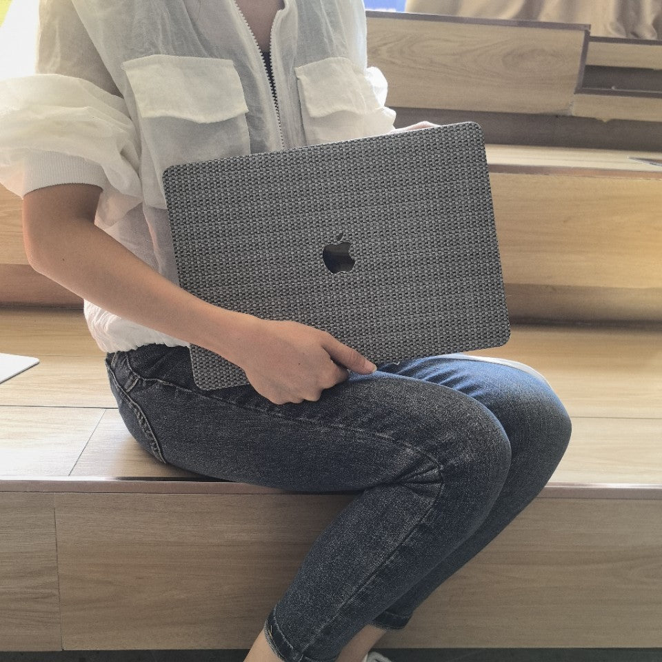 Carcasa para MacBook de Cuero Sintético Tejido Gris