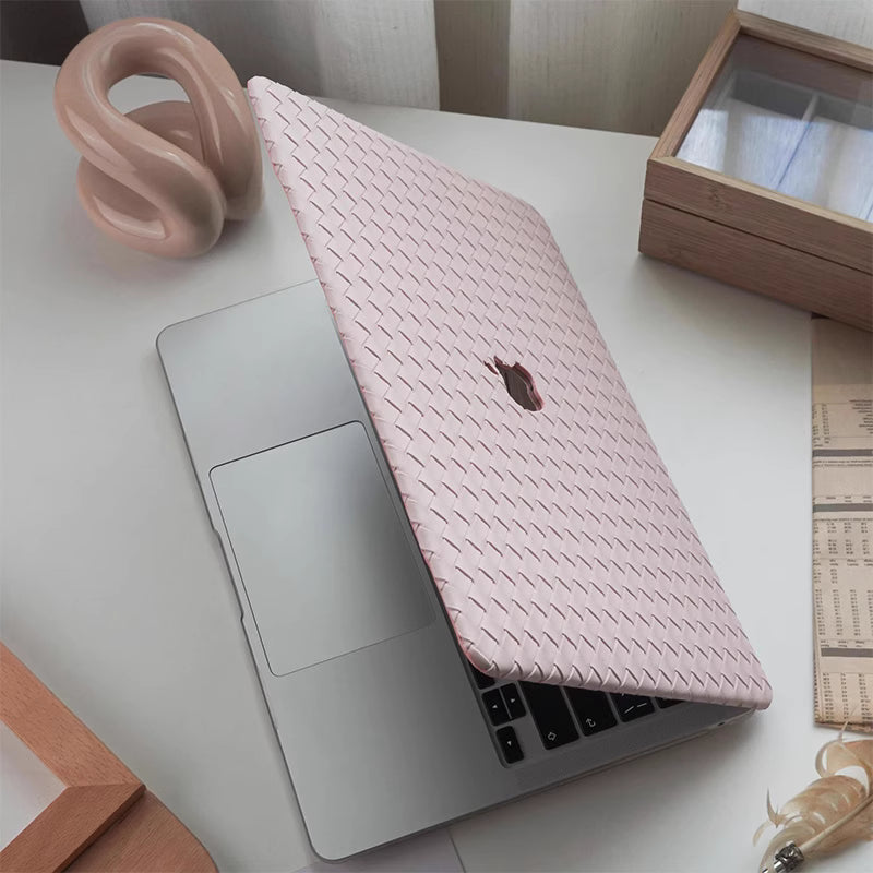 Carcasa para MacBook de Cuero Sintético Trenzado Rosa