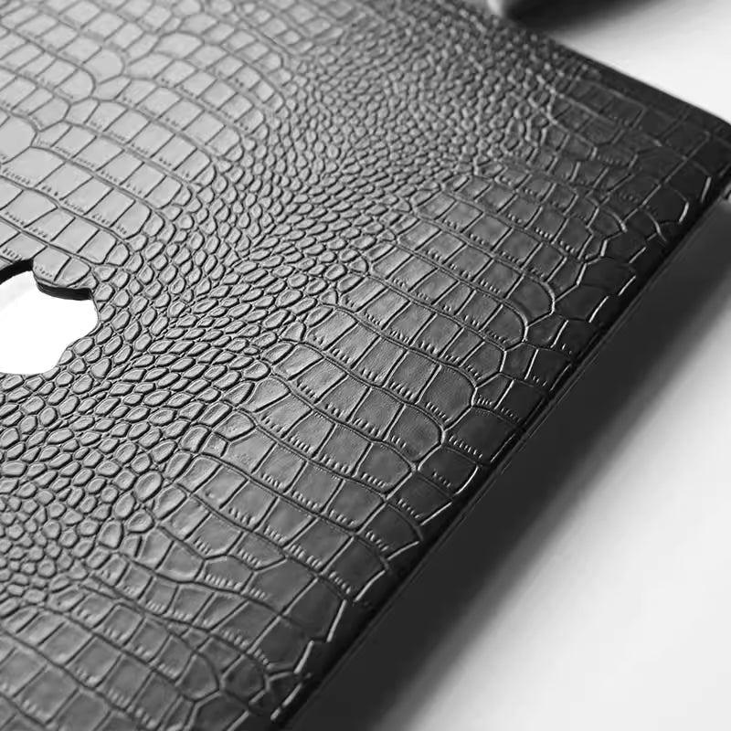 Carcasa para MacBook de Cuero Sintético de Cocodrilo Negro