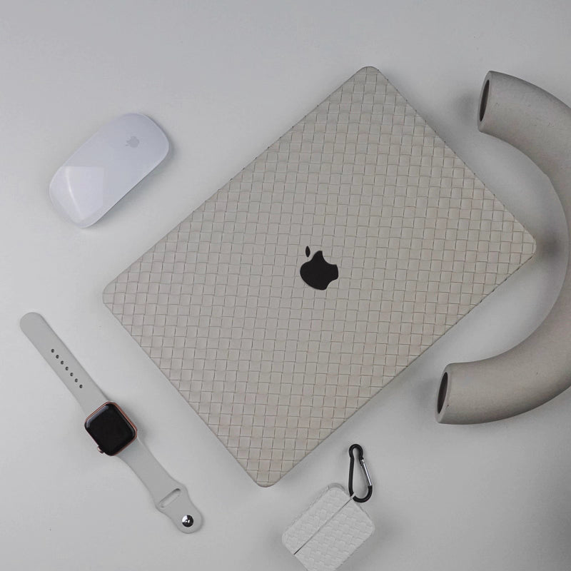 MacBook Case in Beige Braided Faux Leather