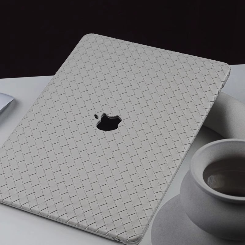 MacBook Case in Beige Braided Faux Leather