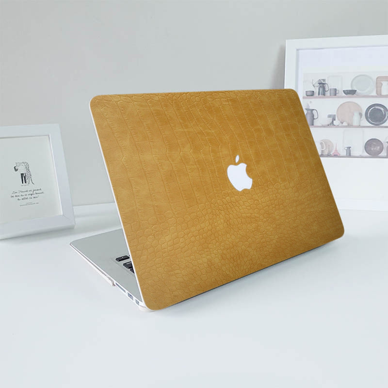 Carcasa para MacBook de Cuero Sintético de Cocodrilo Mostaza Antique - Vivaldo