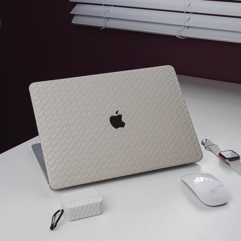 MacBook Case in Beige Braided Faux Leather