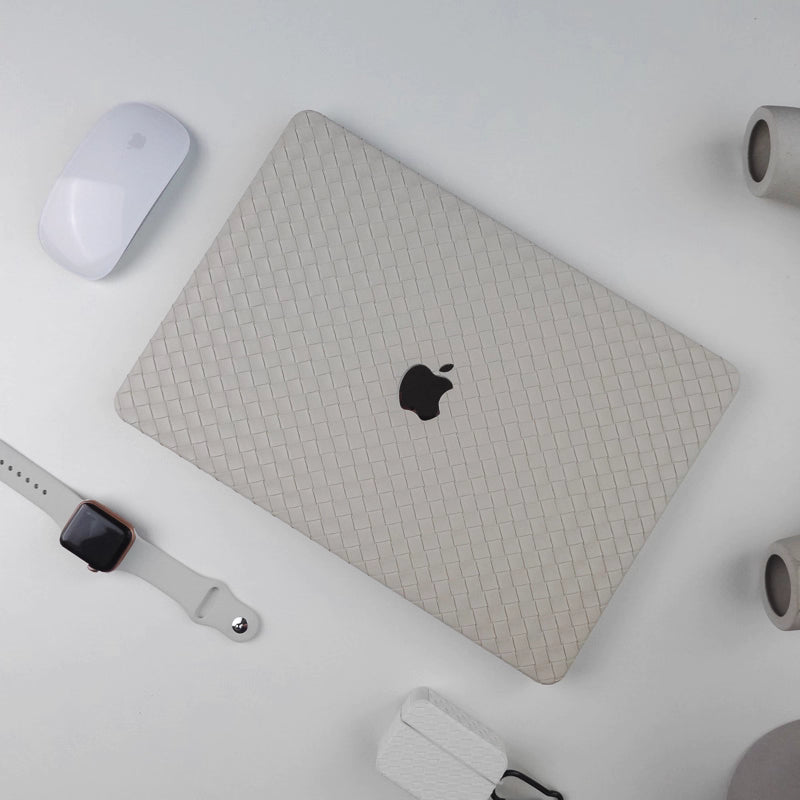 MacBook Case in Beige Braided Faux Leather