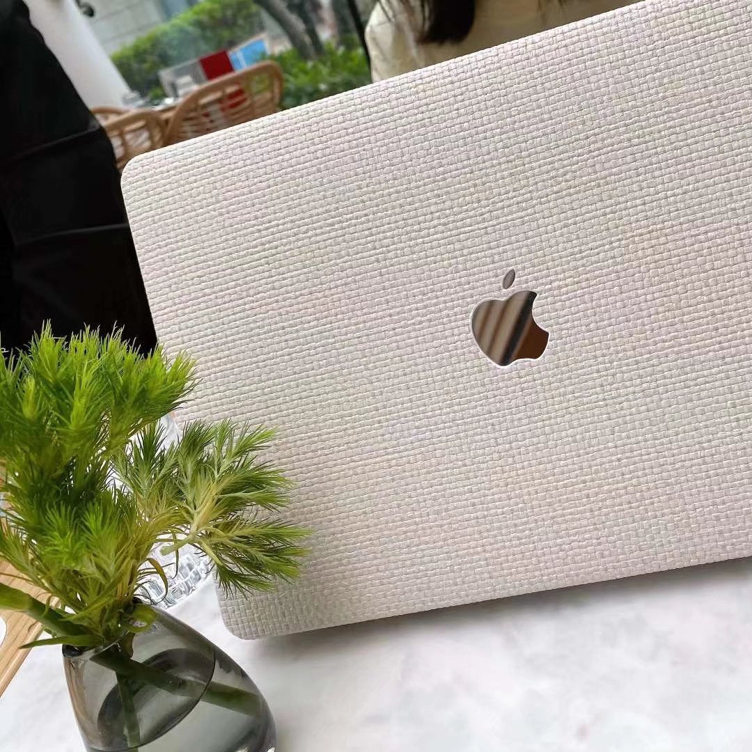 Carcasa para MacBook de Cuero Sintético Tejido Beige