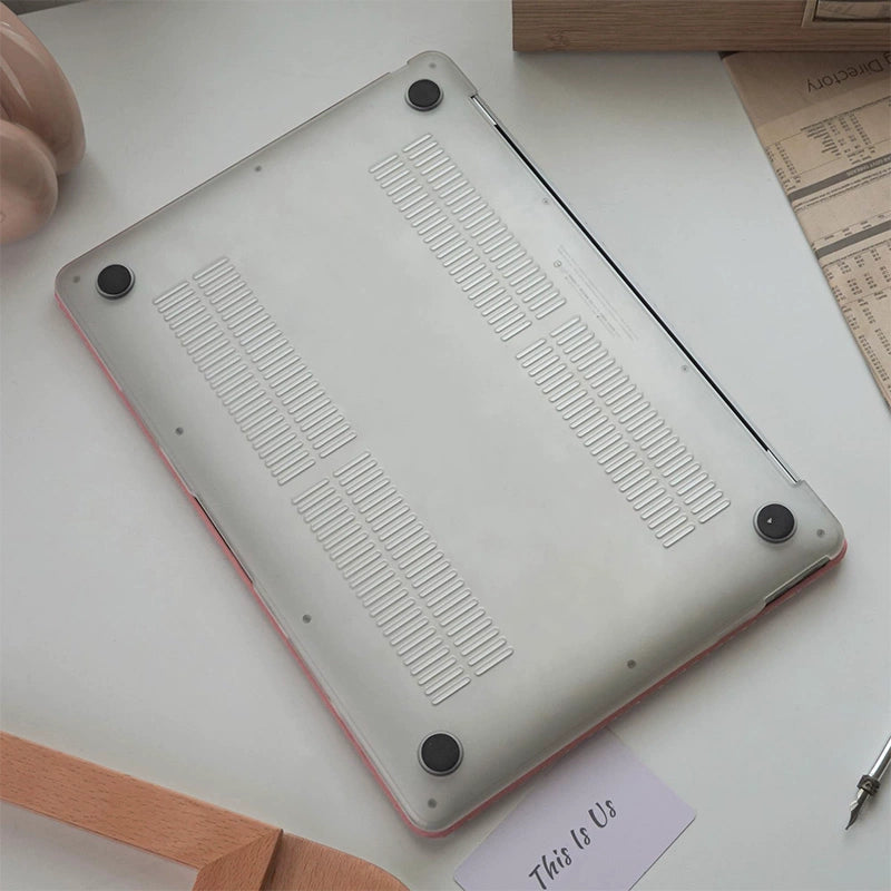 Carcasa para MacBook de Cuero Sintético Trenzado Rosa