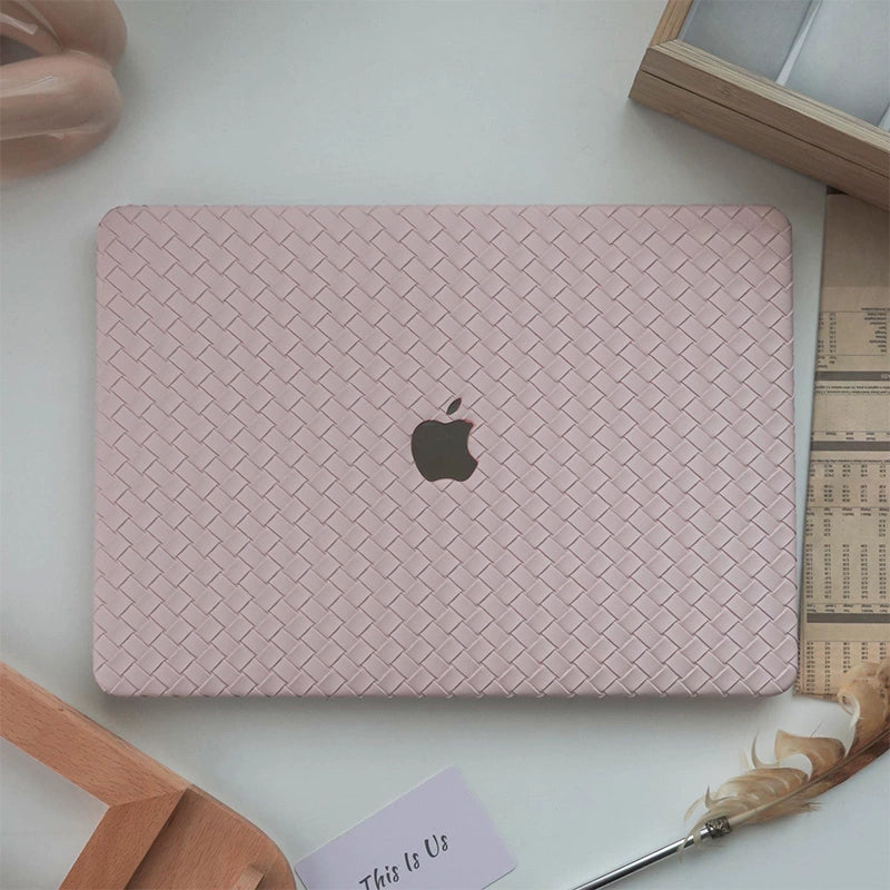 Carcasa para MacBook de Cuero Sintético Trenzado Rosa