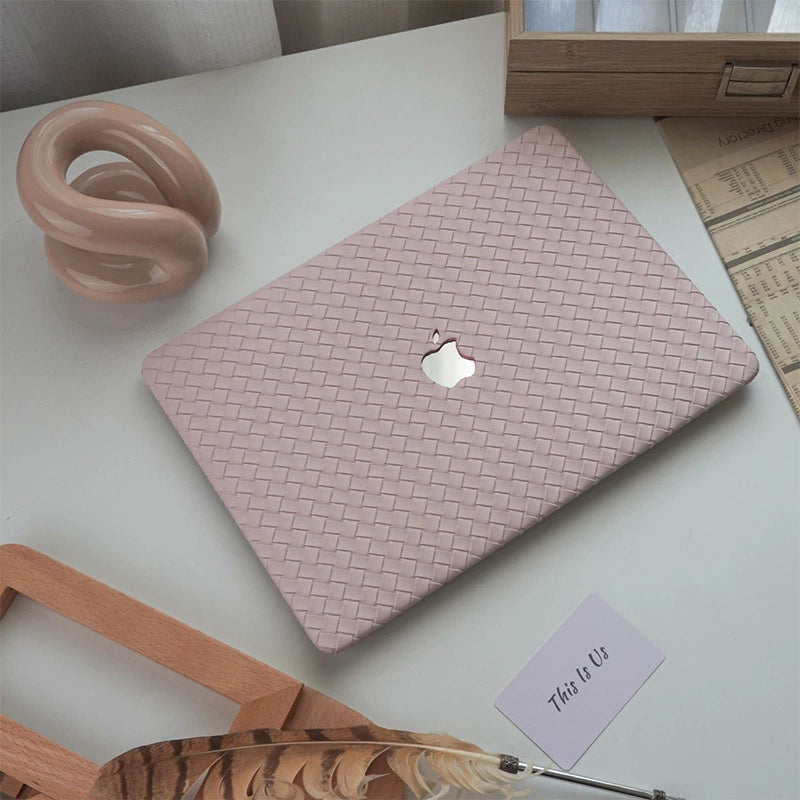 Carcasa para MacBook de Cuero Sintético Trenzado Rosa