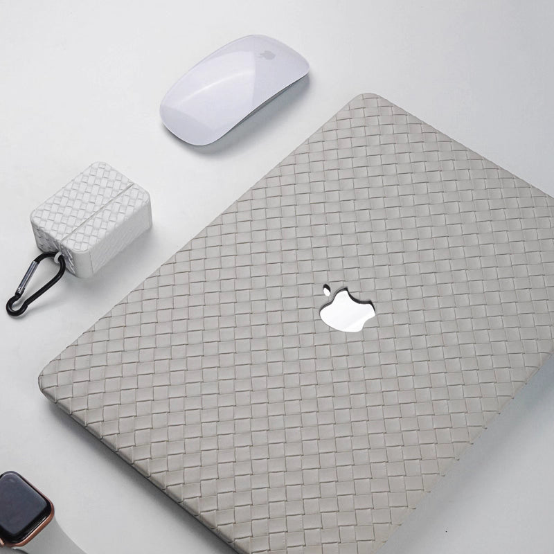 MacBook Case in Beige Braided Faux Leather