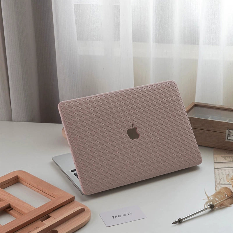 Carcasa para MacBook de Cuero Sintético Trenzado Rosa