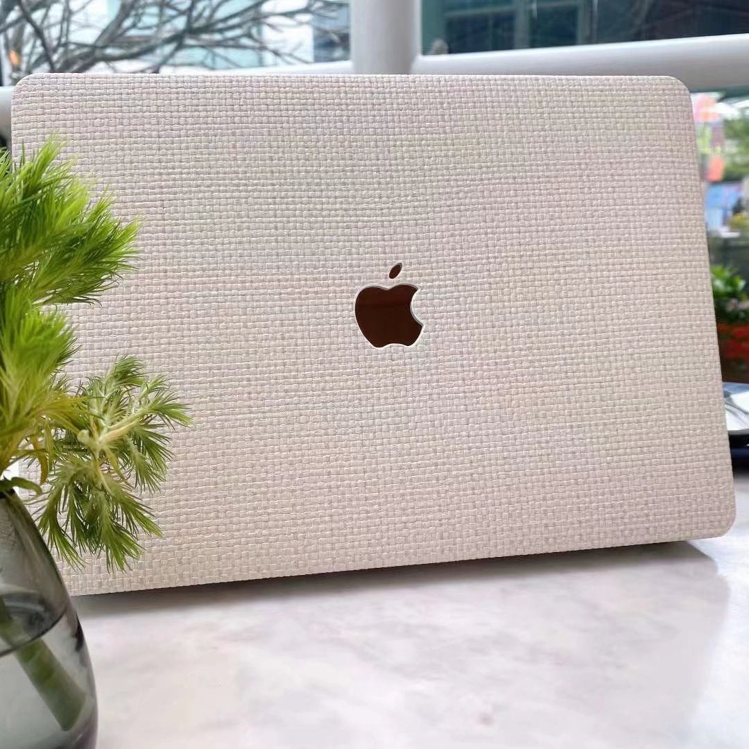 Carcasa para MacBook de Cuero Sintético Tejido Beige