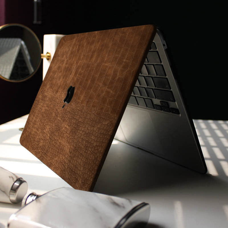 Carcasa para MacBook de Cuero Sintético de Cocodrilo Marrón Antique - Vivaldo