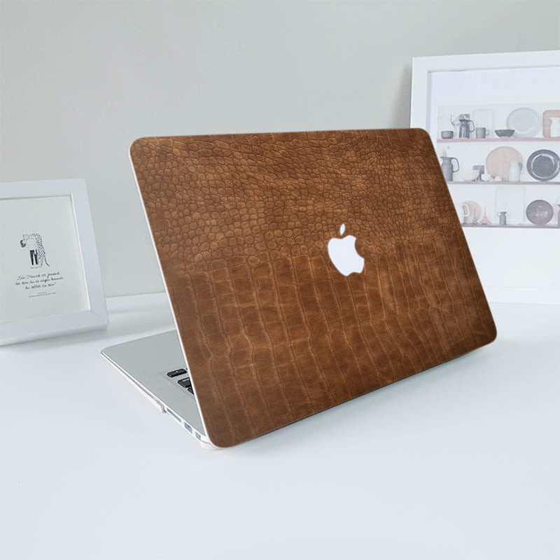 Carcasa para MacBook de Cuero Sintético de Cocodrilo Marrón Antique - Vivaldo