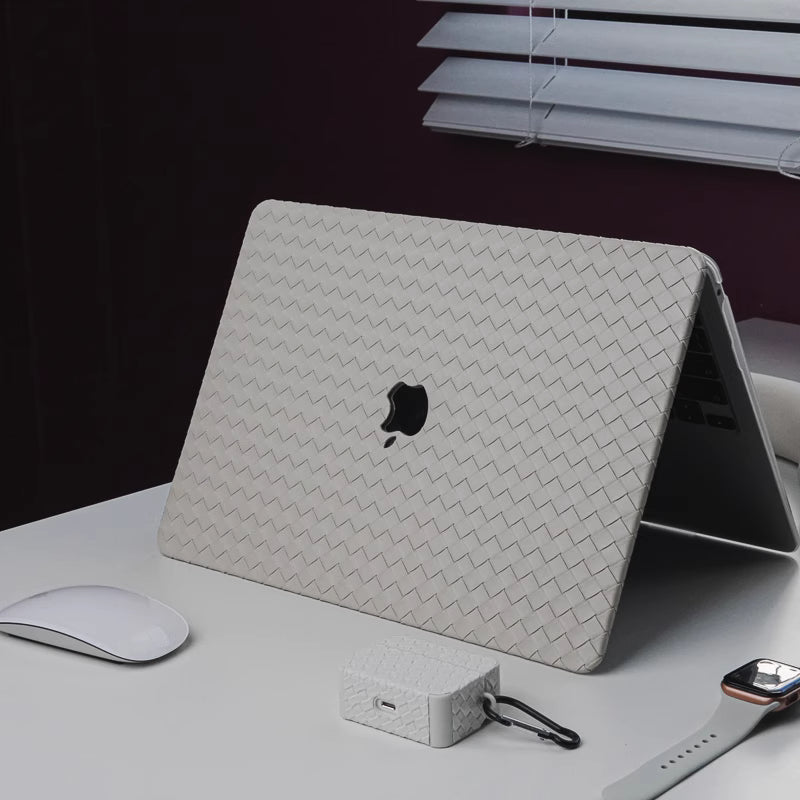 MacBook Case in Beige Braided Faux Leather