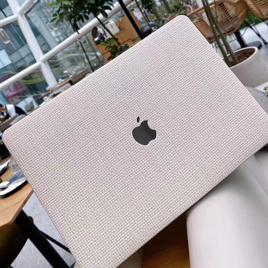 Carcasa para MacBook de Cuero Sintético Tejido Beige
