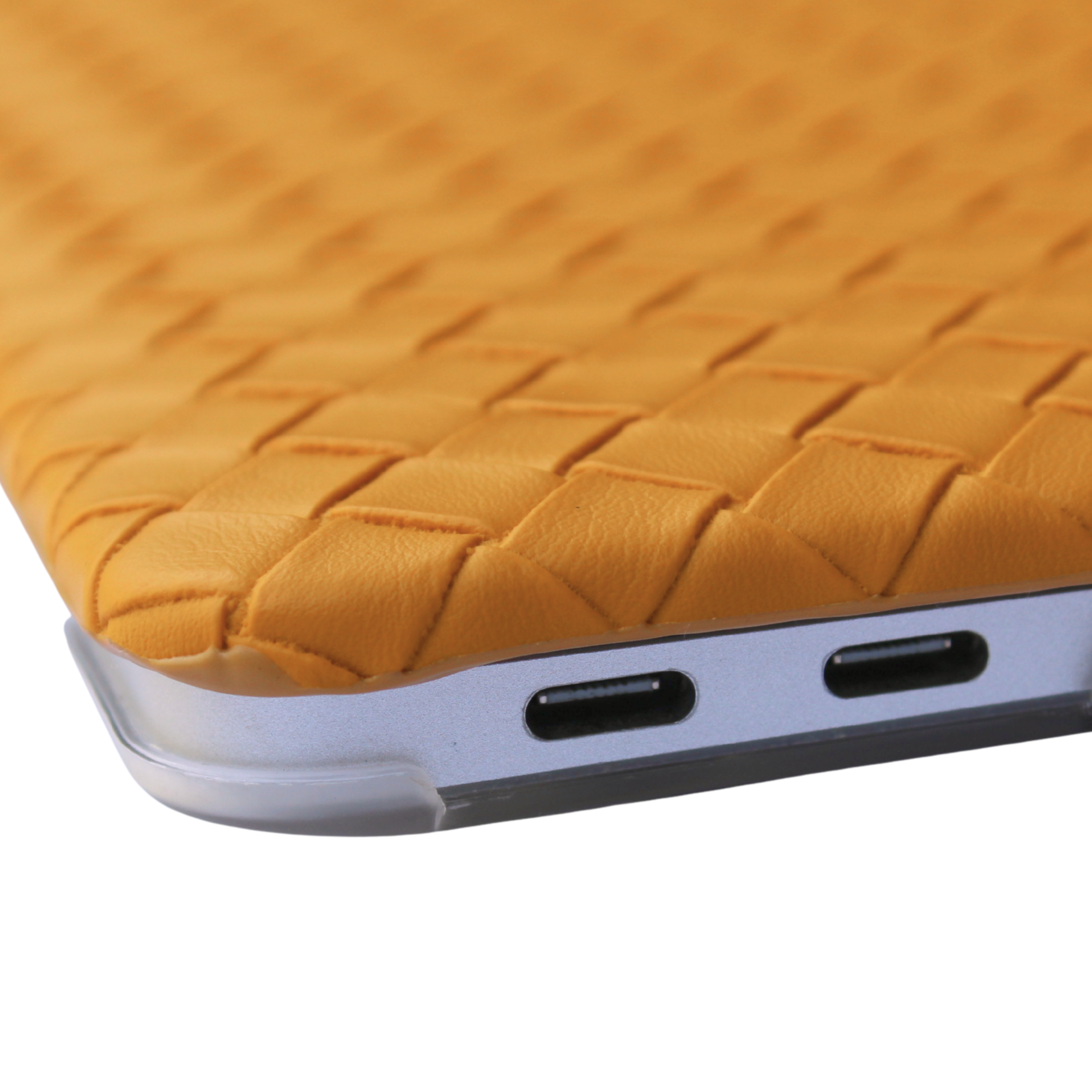 Carcasa para MacBook de Cuero Sintético Trenzado Mostaza - Vivaldo