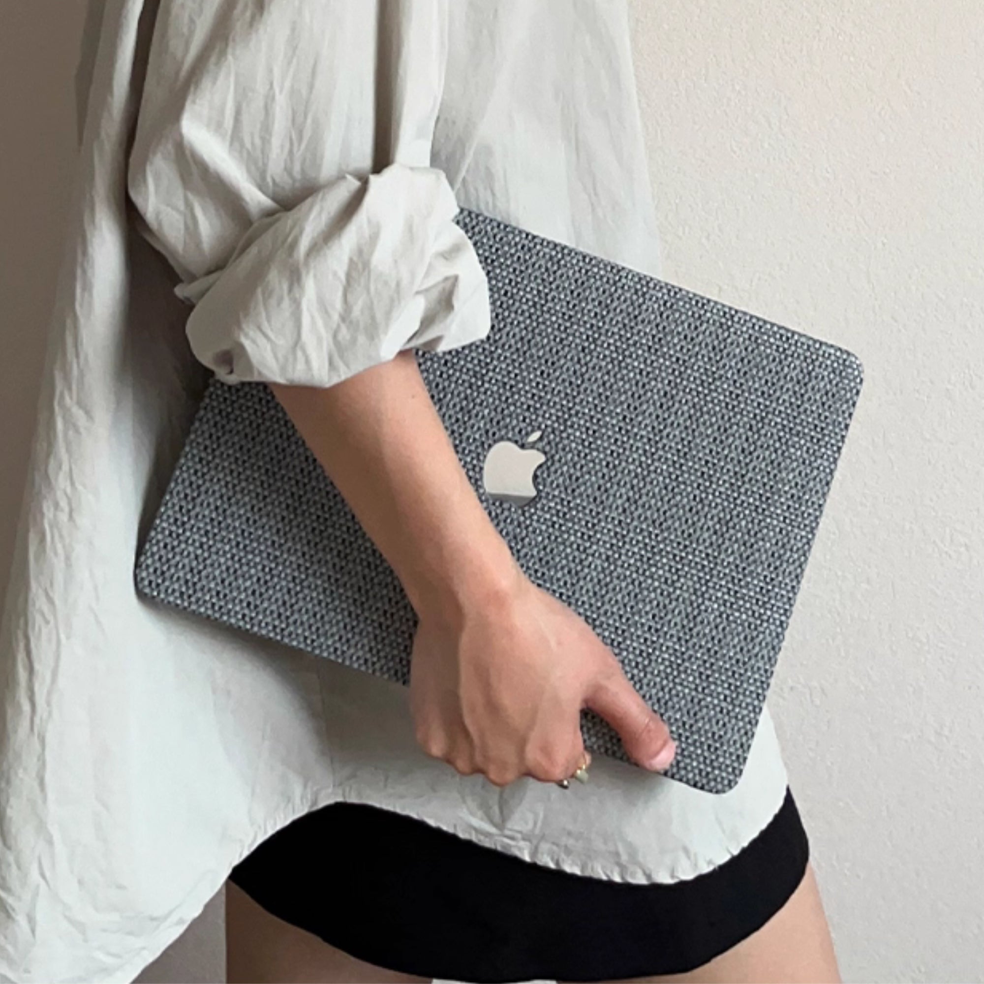 Carcasa para MacBook de Cuero Sintético Tejido Gris