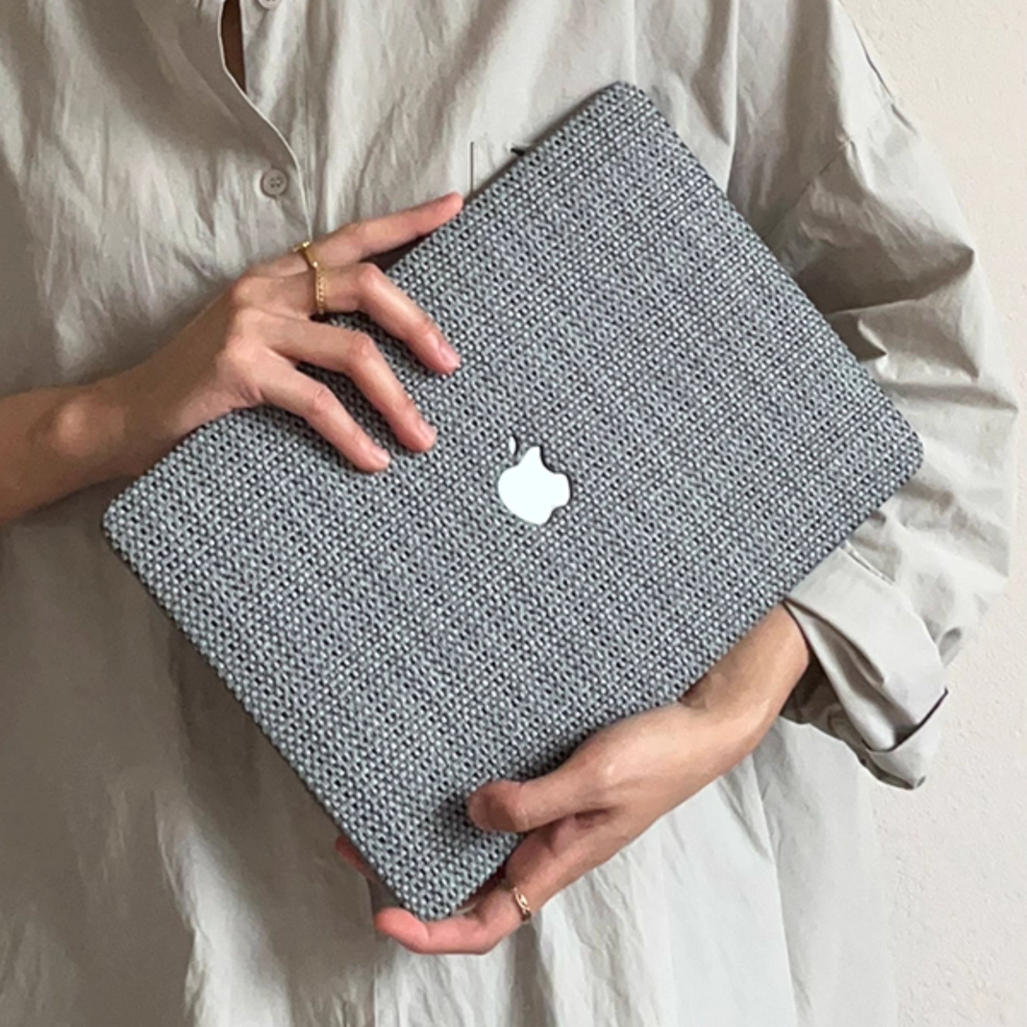 Carcasa para MacBook de Cuero Sintético Tejido Gris