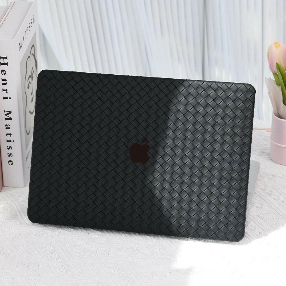 Carcasa para MacBook de Cuero Sintético Trenzado Negro - Vivaldo.