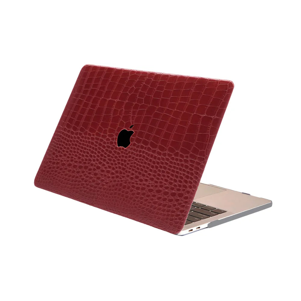 Carcasa para MacBook de Cuero Sintético de Cocodrilo Rojo - Vivaldo.