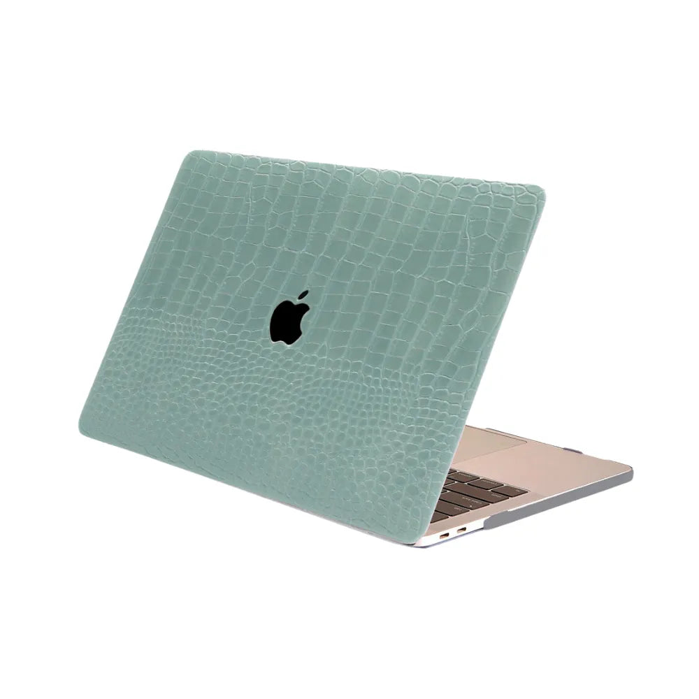 Carcasa para MacBook de Cuero Sintético de Cocodrilo Verde - Vivaldo.