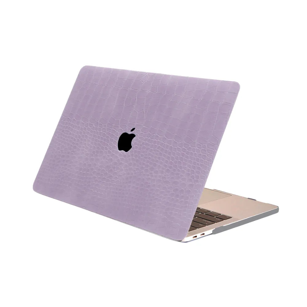 Carcasa para MacBook de Cuero Sintético de Cocodrilo Morado - Vivaldo.