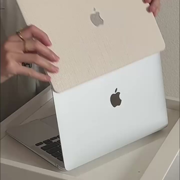 Carcasa para MacBook de Cuero Sintético Tejido Beige