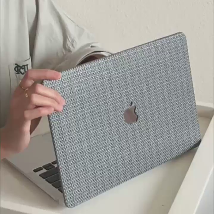 MacBook Case in Grey Woven Faux Leather